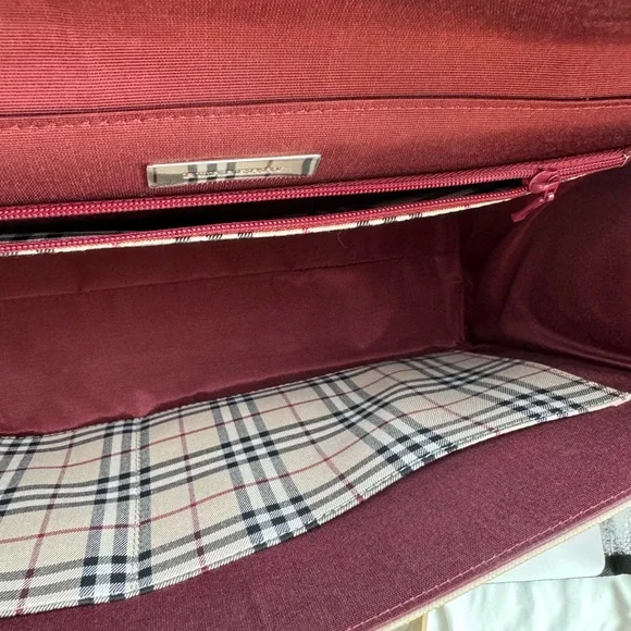 Burberry Saffiano Leather Structured Top Handle Tote Bag Beige Nova Check Large - Picture 8 of 10